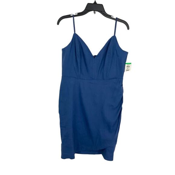 ASTR The Label Linen Blend Tulip Hem Dress Blue Size XL NWOT $89 MSRP - Picture 3 of 9